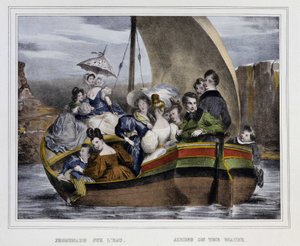 Gå på vattnet - litografi, deb. 1800-talet av Unknown artist