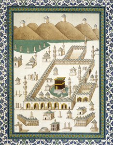 Väggfajanser: panel som representerar Kasbah (casbah) och dess omgivningar (Mecka) - i "" Arab Art efter Kairos monument från 700- till 1700-talet"" av Prisse d