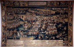 Religionskrig: "" Slaget vid Jarnac, död av Ludvig I av Bourbon, Prince of Conde (Bourbon-Conde) (1530-1569)"" Den motsätter sig den 13/03/1569 den protestantiska armén av Prinsen av Conde till den av Frankrikes kung under befallning av hertigen av Anjou.  av Unknown artist
