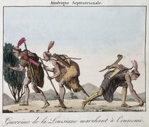 Warriors of Louisiana i fiendens fotspår - gravyr av Unknown artist