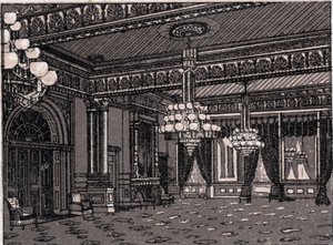 Washington, USA: utsikt över East Room, Vita huset. i "" Världen illustrerar 168 vyer"" Odaterat (slutet av 1800-talet) av Unknown artist