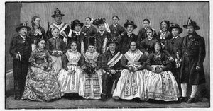 Wendisk bröllopsfest (Wends) - gravyr 1897 - Wendes (slaviska människor som bor i östra Tyskland) av Unknown artist