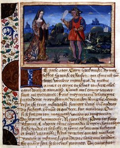 Kvinna och man i landskap - belysning, i "" Book of pudens and impudens of the ages passes"" av Catherine d