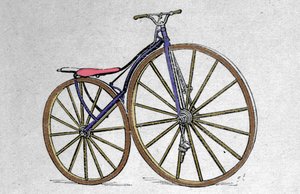 Velocipedmodell i trä. Pierre Michaux, uppfann pedalen i början av 1860-talet. av Unknown artist