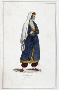 Ung Kalmouk-kvinna (mongoliskt folk i södra Sibirien) - i "" Jordens olika folk"" av Fr. Jouhanneaud, Librairie des Bons Livres, Limoges av Unknown artist