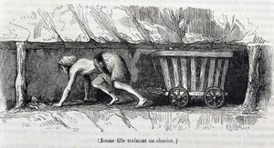 Ung flicka som arbetar i kolgruvorna i England av Unknown artist