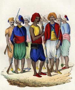 Zouaves, inhemska tiraillörer från den franska armén i Afrika, tränade 1830. I "" Storia d
