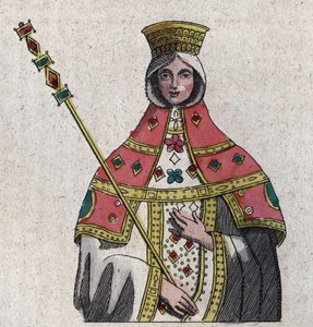 porträtt av Eudokia (eller Eudocia) Ingerina (Eudocia Ingerina) (c. 840 - c. 882) hustru till den bysantinska kejsaren Basil I - gravyr från "" Användningar och seder för alla folk i universum. Det är historien om regeringen, lagarna, milisen, religionen av Unknown artist