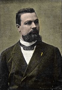 porträtt av Gerard Encausse, känd som Papus-ockultist, medgrundare av Martinistorden (1865-1916). av Unknown artist