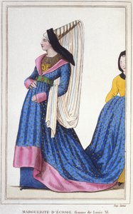 porträtt av Margareta av Skottland, Dauphine av Frankrike - Dotter till James I, kung av Skottland och hustru till Ludvig XI. 1418-1445. gravyr från 1830. av Unknown artist