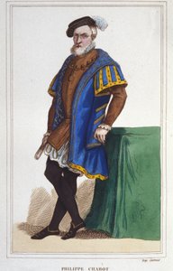 porträtt av Philippe de Chabot, seigneur av Brion, amiral av Frankrike (1480 till 1543). gravyr från 1830 av Unknown artist