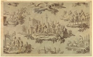 Teckning, Karikatyr för bomullstryck: Belisaires liv [La Vie de Bélisaire], ca 1820 av Unknown artistUnknown artist