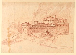 Teckning, Slott i bergen, 1810-1830 av Unknown artistUnknown artist