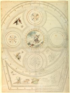 Ritning, takdekoration, Teatro Valle, Rom, 1821 av Unknown artistUnknown artist