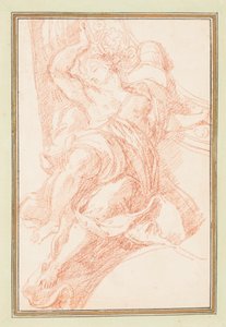 Teckning, takdetalj av figur och dekorativt motiv, ca 1759-70 av Unknown artistUnknown artist
