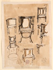 Teckning, Stolar, 1780-1790
