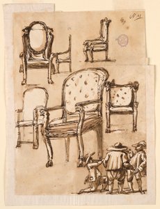 Teckning, Stolar, 1780-1790 av Unknown artistUnknown artist