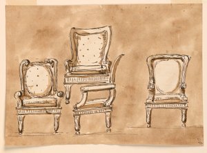 Teckning, stolar, 1780-90 av Unknown artistUnknown artist