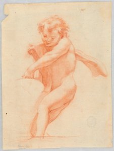 Teckning, barn som stödjer ett föremål eller en struktur, 1750-1800 av Unknown artistUnknown artist