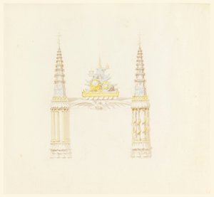 Ritning, skorstensstock, musikrummets västra vägg, ca 1820 av Unknown artistUnknown artist