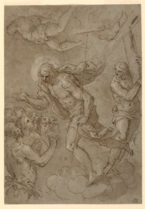 Teckning, Kristus i Limbo, 1625-1628 av Unknown artistUnknown artist