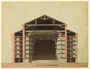 Ritning, tävlingsförslag för La Fenice, Venedig: Tvärsnitt, 1788 av Unknown artistUnknown artist