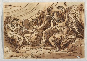 Teckning, Änglarnas konsert, 1813-18 av Unknown artistUnknown artist