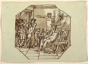 Teckning, Cornelia, Gracchis mor, Palazzo Cavina, Faenza, 1816 av Unknown artistUnknown artist