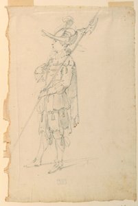 Teckning, Kostymdesign: En halberdier för en balett, ca 1720 av Unknown artistUnknown artist