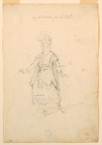 Teckning, Kostymdesign: En kvinna som sjunger för en balett, ca 1720 av Unknown artistUnknown artist