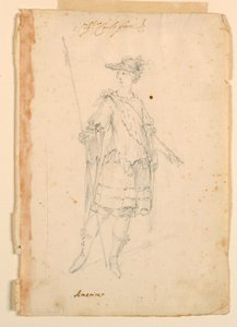 Teckning, Kostymdesign: Amerika för en balett, ca 1720 av Unknown artistUnknown artist