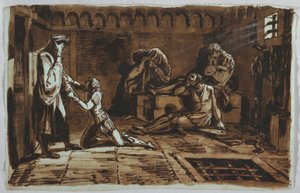 Teckning, Greve Ugolinos och hans söners död, 1815-1823 av Unknown artistUnknown artist
