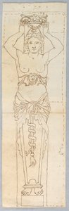 Teckning, Design för en karyatid, 1700-tal av Unknown artistUnknown artist