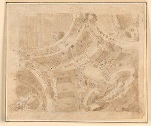 Teckning, Förslag till tak, 1700-1750 av Unknown artistUnknown artist