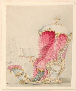 Ritning, Förslag till schäslong, ca 1810 av Unknown artistUnknown artist