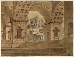 Teckning, scenografi, utsikt över staden från slottet, tidigt 1800-tal av Unknown artistUnknown artist