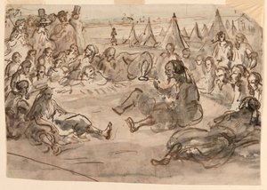 Teckning, Zouaver i lägret vid S:t Maur, 1859 av Unknown artistUnknown artist