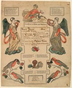 Fraktur, dopattest [födelseattest], 1816 av Unknown artistUnknown artist