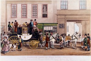 A Diligence in front of the Star Hotel”” i Oxford 1831”” Gravyr från 1800-talet. av Unknown artist