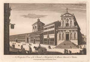 En perspektivvy av den Helige Andes kyrka och sjukhus i Rom av Unknown artist
