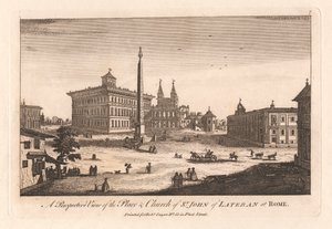 En perspektivvy av platsen och kyrkan St. John of Lateran i Rom av Unknown artist