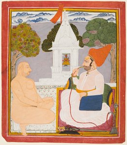 En Rathor Noble besöker en helig man vid en Vishnu-helgedom av Unknown artist