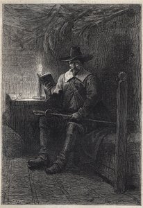 En skotsk puritan - 1800-talsillustration till den historiska romanen "The Puritans of Scotland" (Old Mortality) av Walter Scott (1771-1832) av Unknown artist