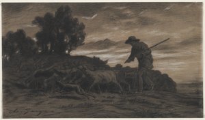 En herde med sin hjord av Unknown artist
