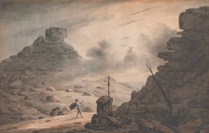En utsikt över Valley of Stones, Devon, med en scen i Tempest, akt 1 av Unknown artist
