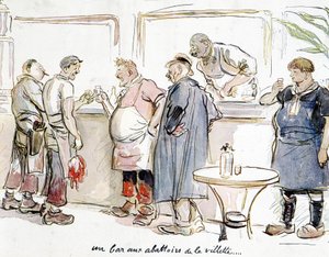 En bar på slakterierna i Villette i Paris. av Unknown artist