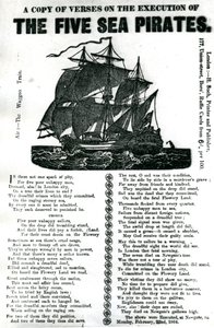 En kopia av verser om avrättningen av de fem sjöpiraterna, c.1864 av Unknown artist