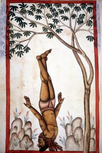 En sida fakir från manuskriptet (ms.8300) "History of Mogol"" (Moghul eller Moghol) av Stefano Nivibus Cardeira. 1700-talet. Bibloteca marciana, Venedig av Unknown artist