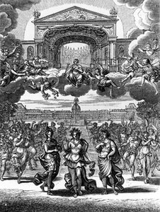 En scen av Alceste av Jean Baptiste Lully (Giovanni Battista Lulli) (1632-1687). av Unknown artist