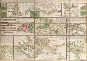 En tabell med uppgifter om de viktigaste hamnarna som finns representerade på kartan över Engelska kanalen, ca 1780 (papper, linne) av Unknown artist